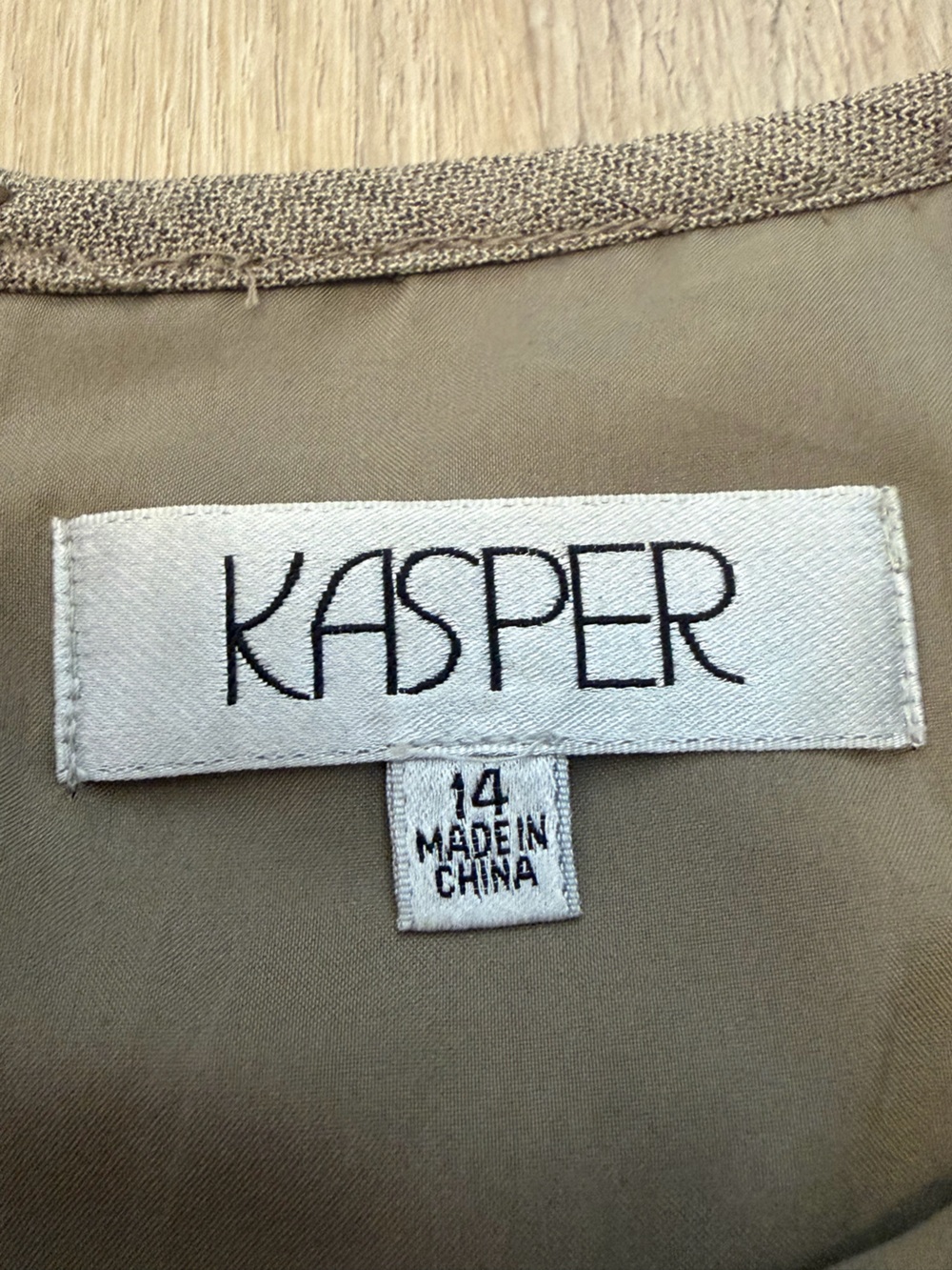 Kasper Taupe Sleeveless Belted Sheath Dress - Picture 3 of 7